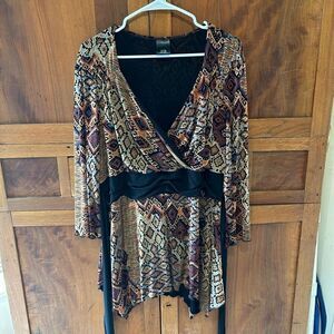 JTB Woman blouse pheasant hippie boho plus size 2X